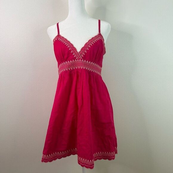 Twenty One Y2K Pink Babydoll Embroidered Boho Tunic Women’s M Spaghetti Strap - Picture 1 of 14